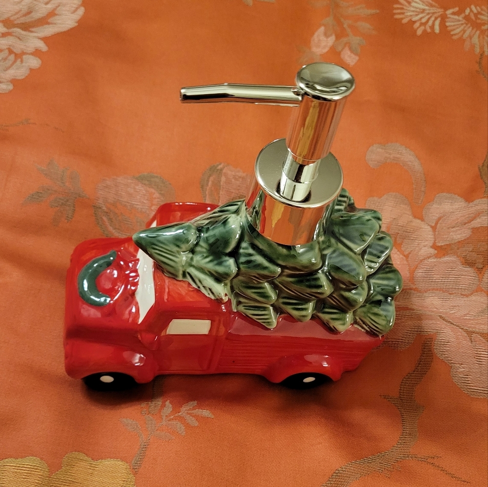 Red Truck Christmas Soap Dispenser